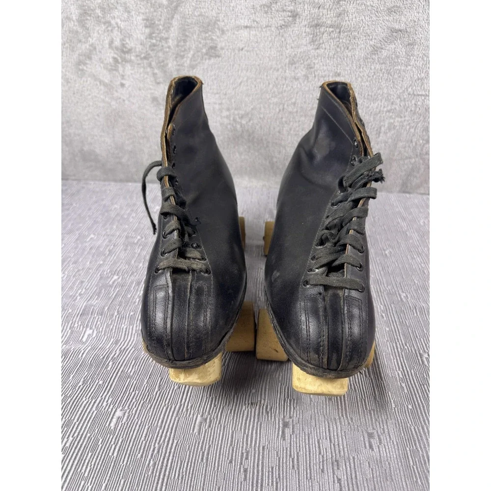 Vintage Chicago Mens Rink Roller Skates Size 9 Black Leather Quad ARROW Wheels